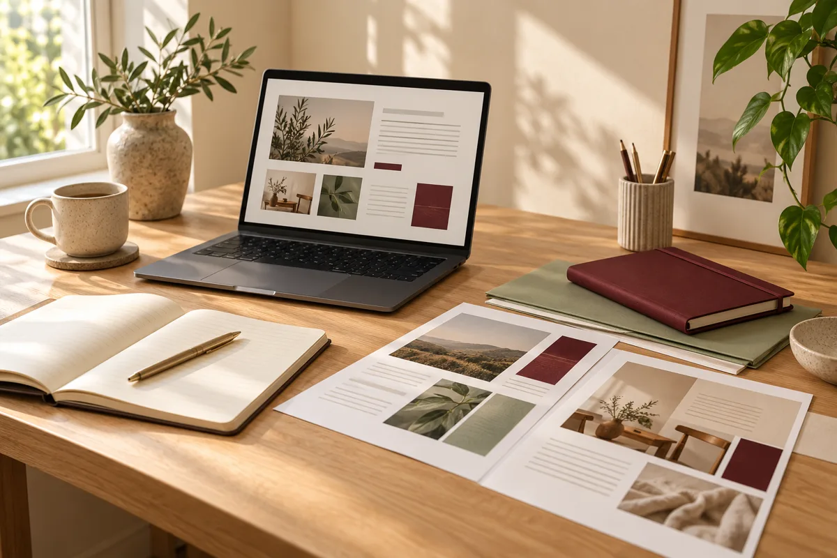 A calm workspace setup for managing client enquiries and digital operations