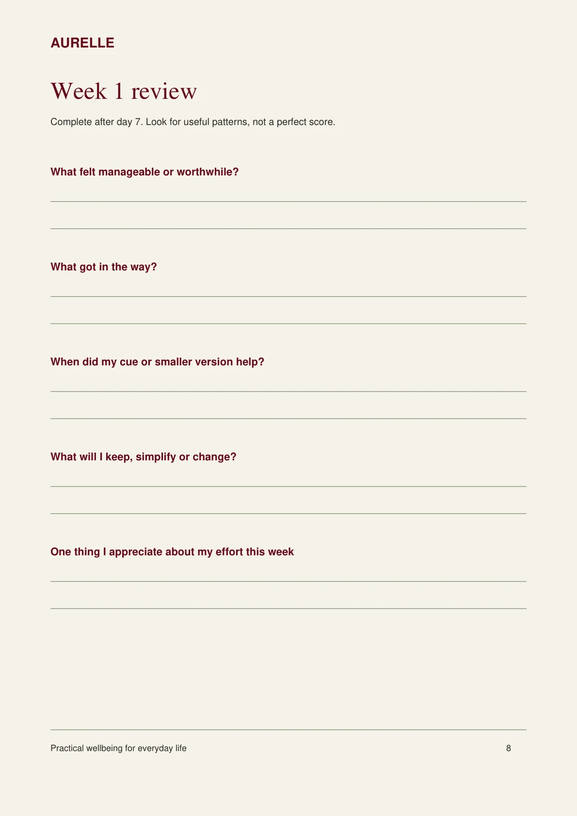 30-Day Healthy Habits Planner — Weekly Review